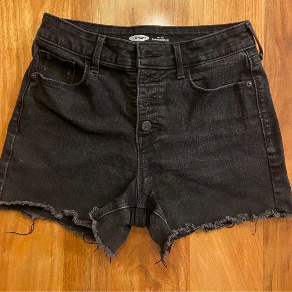 Old Navy Women's Black High-Rise Denim Cutoff Shorts